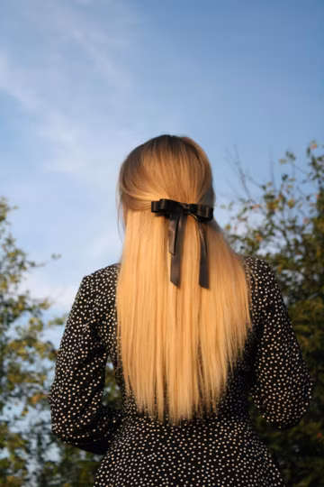 Classic black bow clip, barrette clip bow of luxury silk ribbon, elegant hair accessories for thin and thick hair