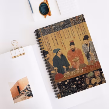 Silk Road Trading Spiral Notebook - Ruled Lines, Artistic Journal, Vintage Art Notebook, Great for Gifts, Asian Art Decor, History Diary