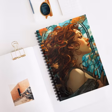 Art Noveau Spiral Notebook, Ruled Journal, Diary, Gift for Writers, Floral Decor, Teacher Supplies, Inspirational Note-taking