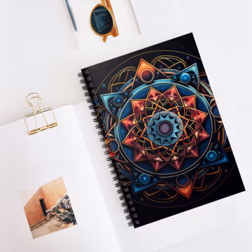 Geometric Mandalas Spiral Notebook - Ruled Lines, Mandala Design, Artistic Journal, Boho Decor, Creative Writing, Gift for Students
