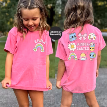 Custom Girls KINDERGARTEN Shirt Back To School Shirt Coquette Kindergarten Kids Shirt School Personalized Kindergarten Shirt Gift Toddler