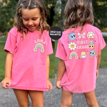 Custom Girls First Grade Shirt Back To School Shirt Coquette First Grade Kids Shirt School Personalized 1st Grade Shirt Gift Toddler Tee