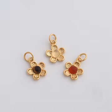 18K Gold Filled Flower Pendant Dainty Flower Charms for DIY Jewelry Findings Supply