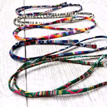 Fair Isle Cloth Eyeglass Strap: Boho Hippie Sunglasses Lanyard, Earbuds Loop Cord (27")