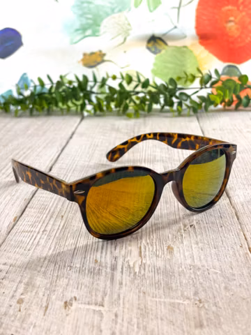 Wayfarer Sunglasses: Brown Tortoise-Shell Plastic, Orange Mirror Lenses, UV400