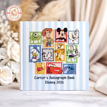 Personalized Disney Characters Autograph Book, Kids Gift, Mickey and Friends Signatures Book, Custom Disneyland Boardbook, Magic Kingdom