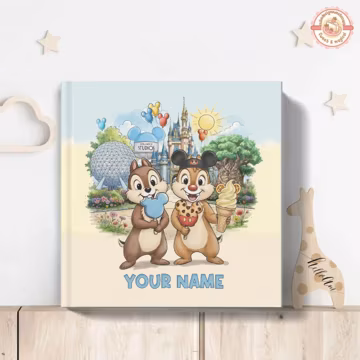 Personalized Theme Park Autograph Book, Kids Vacation Gift, Chip n Dale Double Trouble Signatures Book, WDW Boardbook, Magic Kingdom Epcot