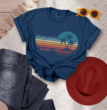 Stay Salty and Resist GULF of MEXICO Shirt, Mexico Gulf Established 1550 Distressed T-Shirt Anti Trump Political Message Democrat Resistance