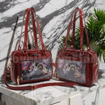 Retro Ita Bag Shoulder Bag, Anime Ita Crossbody Bag,Transparent Display Window,Window Bag,Pin Display Bag, Pin Wallet,Daily Ita Commuter Bag