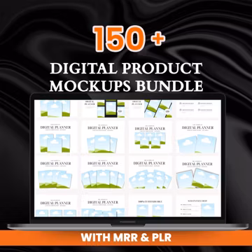 150+ Mockup Bundle, Editable Digital Templates for Canva & Photoshop with MRR