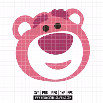 6288 - Lotso face silhouette cartoon mode Svg, Eps, Png, Dxf, Jpeg. Disneyy Toy Story dtf