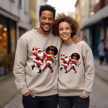 Dancing Black Santa Christmas Sweatshirt, Holiday Pullover