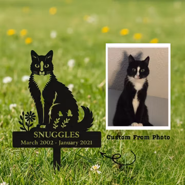 Personalized Cat Grave Marker, Metal Garden Stake, Custom Photo Pet Headstone, Dog Memorial Gifts
