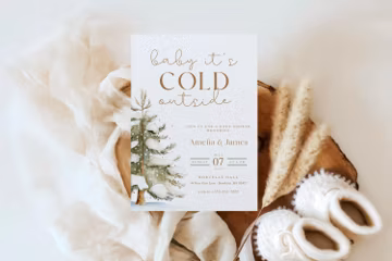 Winter Baby Shower Invitation, Gender Neutral Invite, Baby it’s Cold Outside Editable Template, Digital Download, Snow Baby Shower Decor