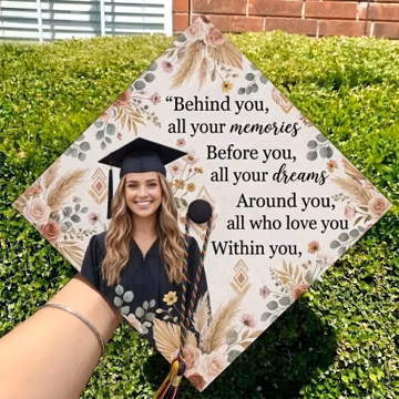 Personalized Photo Graduation Cap Topper, Mastered It Cap Decor, Boho Floral Inspirational Quote, Collage Graduation Cap Topper, Grad Gifts