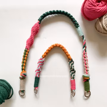 Macrame Two-Piece Crossbody Purse Strap -Green, Pink, Teracotta, Light Brown