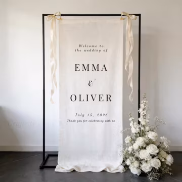 Custom Linen Wedding Sign - Fabric Wedding Sign, Wedding Welcome Sign, Modern Boho Ceremony Decor