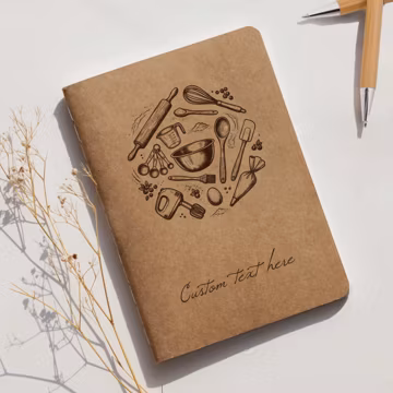 Personalized Kitchen Utensil Kraft Cookbook | Custom Engraved Baking Journal | Culinary Gift for Chefs | Cooking-Themed Recipe Notebook