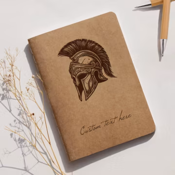 Personalized Spartan Helmet Notebook Custom Engraved Kraft Journal | Warrior Gift | Ancient Greek Helmet Design | Courage & Strength Symbol