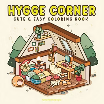Coco Wyo Hygge Corner Digital Coloring Book 30 Pages Instant Download Cozy Coloring Bold and Simple PDF file cute and easy coloring book