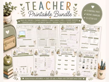 Meet the Teacher Template Bundle, Editable Teacher Printables, Back to School Classroom Forms, Canva Teacher Bundle