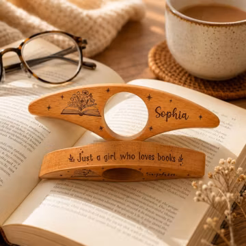 Personalized Wood Book Page Holder, Custom Name Wooden Thumb Holder, Just a Girl Who Loves Books, Book Lover Gift, Birthday Gift for Her