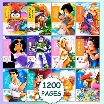 Disney Mystery Coloring Pages by Numbers 12-Pack 1400 Pages Disney Magic Coloring Pages, Digital Download for Adults and Kids, Stress Relief