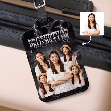 Personalized Photo Luggage Tag, Custom Travel ID, PU Leather