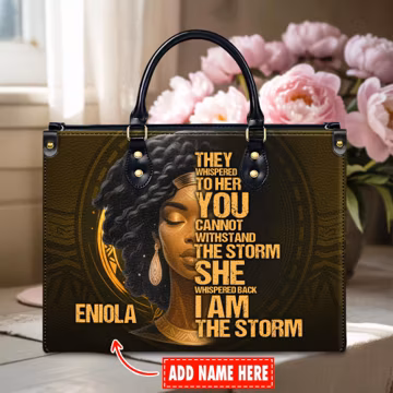 Custom Leather Handbag – African American Empowerment Bag – Black Girl Magic – Personalized Bag for Women – Christmas Gift For Her