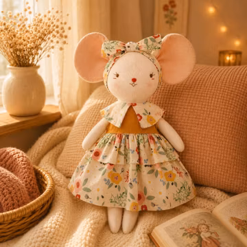 Handmade Mouse Doll Cute Mouse With Clothes Plush Toy Stuffed Animal Doll Heirloom Rag Doll Birthday Gift for Kids Nursery Room Decor