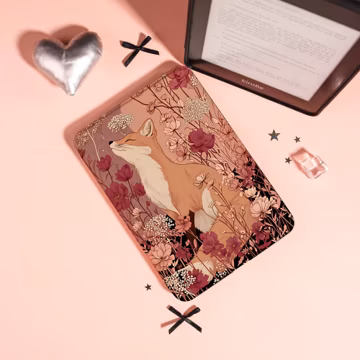 Floral Fox Kindle Case, Paperwhite 11th/12th Gen Case With Hand Strap, Kobo Clara & Libra Case, Cottagecore Fox Cover, Gift for Book Lovers