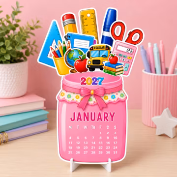 2027 Teacher Desk Calendar Template | Printable Jar Calendar | Mini Desk Calendar | Classroom Calendar | Teacher Gift | Yearly Calendar PDF