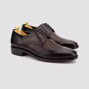 Handmade Full Grain Leather Derby Shoes: Men's Handwelted Formal Shoes
