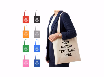 Custom Canvas Tote Bags with Logo, Personalized Cotton Reusable Shopping Bag, Wedding Bridesmaid Bags, Bulk Promotional Business Bags