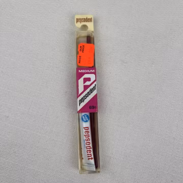 Vintage Pepsodent Medium Toothbrush in Sealed Box Red With Toothpaste NOS