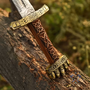 Handmade Damascus Viking Sword With Wooden Scabbard, Custom Hand Forged Sword, Gift For Him, Fantasy Decor, Groomsmen Gift, Christmas Gift