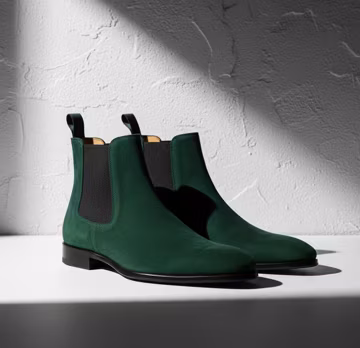 Handmade Green Suede Chelsea Boots Men's Leather Boots
