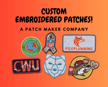 Custom Embroidered Patch, Personalized Logo Patch, Iron On, Sew On or Velcro Hook Backing