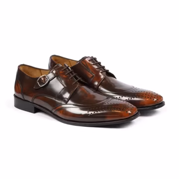 Handmade Brown Leather Oxford Shoes Mens Brogue Dress Shoes Vintage Formal Footwear