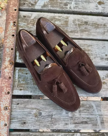 Handmade Brown Suede Loafers: Men's Slip-On Leather Dress Shoes