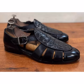 Men's Handmade Pure Leather Croc Fisherman Sandals