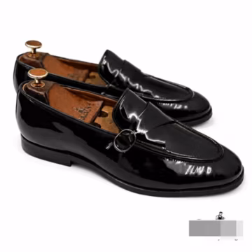 Black Patent Leather Monk Strap Shoes – Handmade Formal Dress Shoes for Men