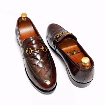 Handmade Brown Leather Loafers: Quilted Slip-On Dress Shoes