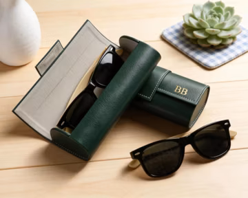 Personalized Leather Sunglasses Case, Custom Initials Eyeglass Case, Gift for Him Her,Travel Sunglasses Box