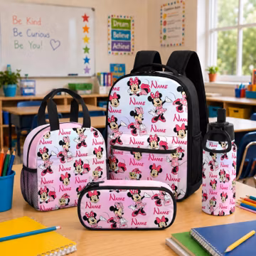 Personalized Minnie Mouse Head Backpack, Minnie Mouse Lunch Bag, Disney Minne Drink Bottle, Custom Name Minnie Tumbler, Back To School