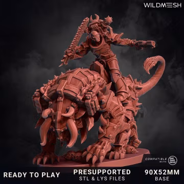 Bloodmane Commander – WildMesh Licensed Resin Sci-Fi Cavalry Miniature – Chaos of Wrath