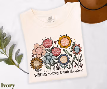 Comfort Colors® Words Matter Speak Kindness Shirt, Positivity Shirt, Be Kind Shirt, Floral Shirt, Mental Health Shirt, Therapist Gifts