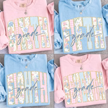 Retro Striped Floral School Coquette PNG Bundle, Trendy Boho Floral Teacher Sublimation Design, Back To School Png, Fifth To Eighth Grade