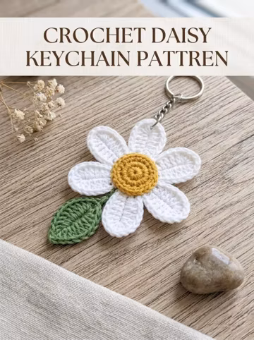 Daisy Keychain Beginner Friendly DIY Crochet Pattern Daisy Flower Keyring PDF Tutorial Instant Download