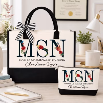 Custom MSN Degree Graduation Tote Bag, Personalized Master of Science in Nursing, Master in Nursing MSN Gift, MSN Graduation Gift for Her